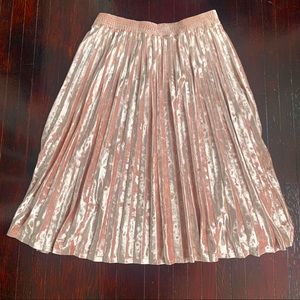 Crushed Pink Velvet Midi Skirt